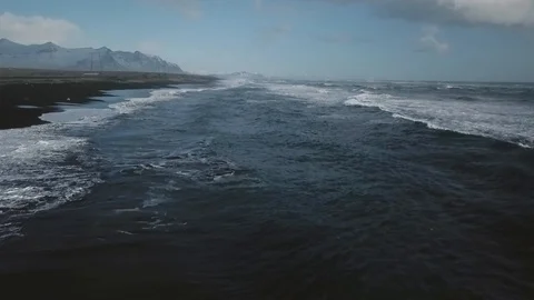 Iceland Aerial View Of Ocean Waves And Diamond Beach 2 Vídeo Stock 87253134