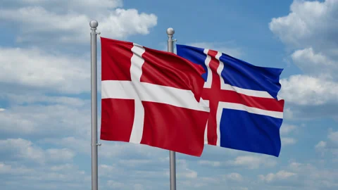 Iceland and Denmark flags Stock Footage 268846804