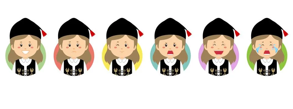 Iceland Avatar with Various Expression Stock Illustration