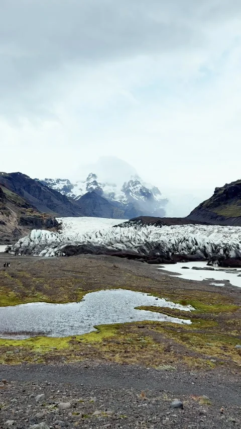 Iceland background, ugc vertical view of the glacial valley, northern landscape Stock Footage 329550023