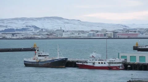 Iceland BRoll Static harbor shot Video stock 40270529