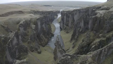 Iceland canyon drone Stock Footage 164306092