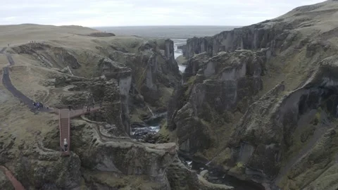 Iceland canyon drone Stock Footage 164306789
