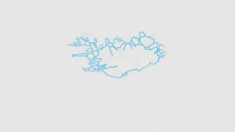 Iceland Country Line Map Self Drawing Animated Overlay, Alpha 4K Video stock 340289671