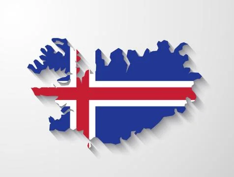 Iceland  country map with shadow effect presentation Stock Illustration