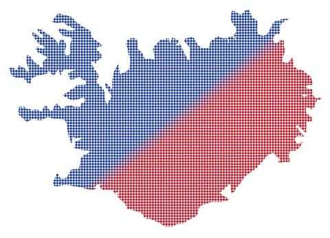 Iceland Dot Map In Blue And Red Stock Illustration