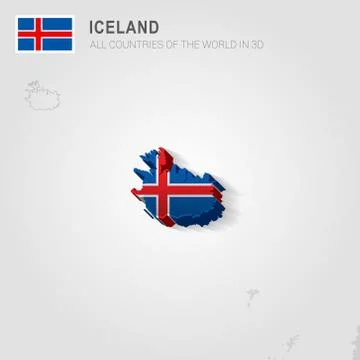 Iceland drawn on gray map. Stock Illustration
