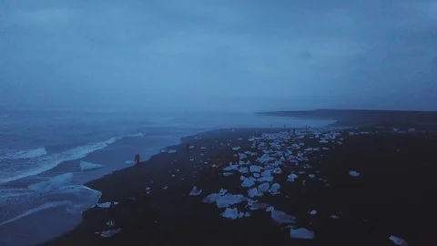 Iceland - Drone Aerial footage of Diamond Beach Stock Footage