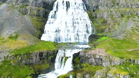 Iceland - Drone up to Dynjandi Waterfall Version 1 Video stock 210749640