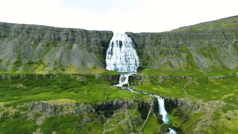 Iceland - Drone up to Dynjandi Waterfall Version 3 Video stock 210753068