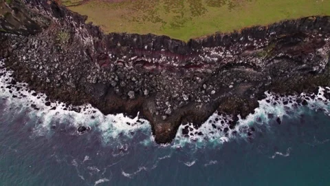 Iceland Drone At Krysuvikurberg Cliffs. Landscape Red Cliffs. Stock Footage 256691688