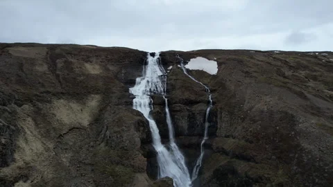 Iceland Drone slowly getting close to the Rjukandafoss waterfall 4K 動画素材 242118814