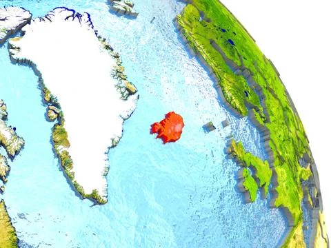 Iceland on Earth in red Stock Illustration