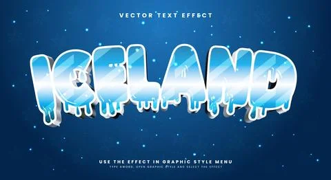Iceland editable text effect Template Stock Illustration