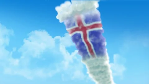 Iceland Flag 3D Render Animation Created with Colored Smoke Trails by Aircra 스톡 동영상 332307586