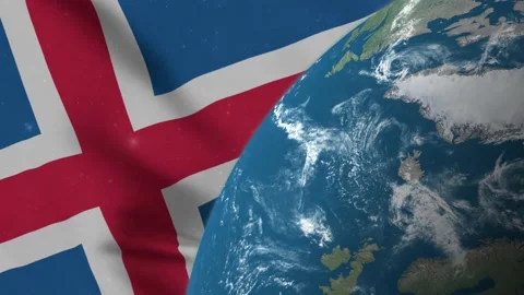 Iceland Flag and Iceland Map on Earth Globe 4K Vidéo 220778138