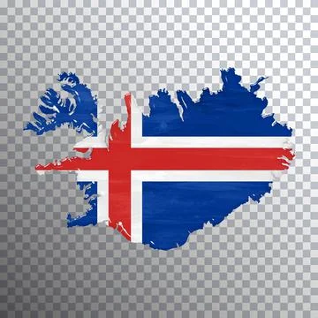 Iceland flag and map, transparent background Stock Illustration