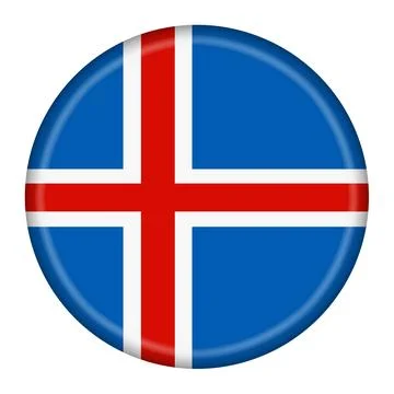 Iceland flag button 3d illustration with clipping path Stock Illustration