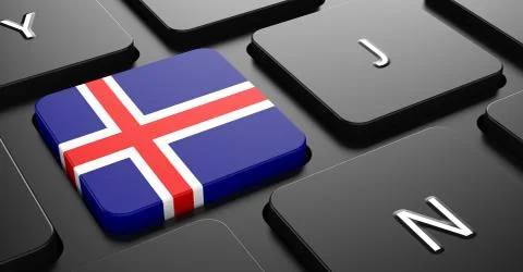 Iceland - Flag on Button of Black Keyboard. Stock Illustration