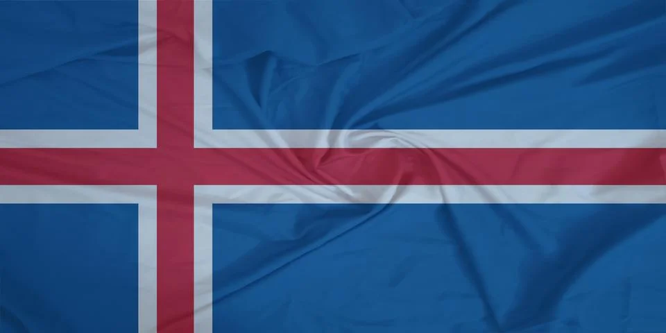 Iceland Flag fabric rippling in the wind Stock Photos