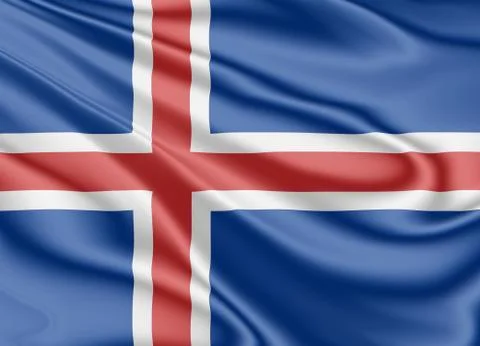 Iceland flag fluttering in the wind Stock Illustration
