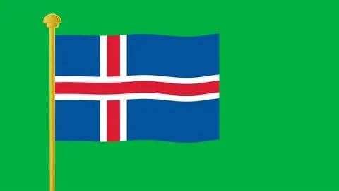 Iceland flag on green screen Stock Footage 194385562