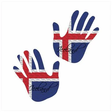 Iceland flag hand vector 库存插图