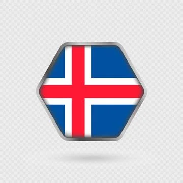 Iceland flag in a hexagon frame. Stock Illustration