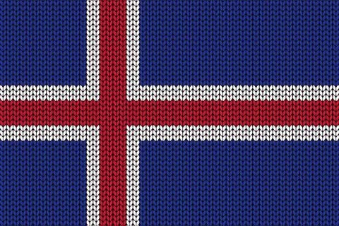 Iceland flag in knitting pattern Illustrazione stock