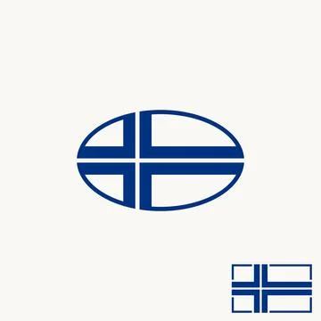 Iceland flag on line ellipse negative space UK country brexit europe badge Stock Illustration