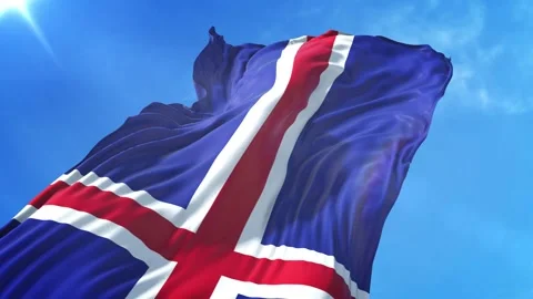 Iceland Flag Low Angle View Stock Footage 295692085
