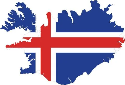 Iceland Flag in Map, Iceland Map with Flag, Map of Iceland, Map with Flag, .. Stock Illustration