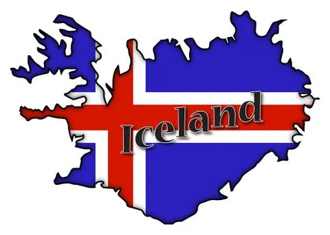 Iceland Flag On Map Illustrazione stock