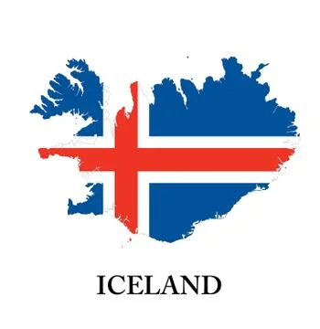 Iceland flag map Stock Illustration