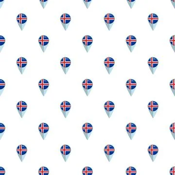 Iceland flag map pins repeating pattern Stockillustratie