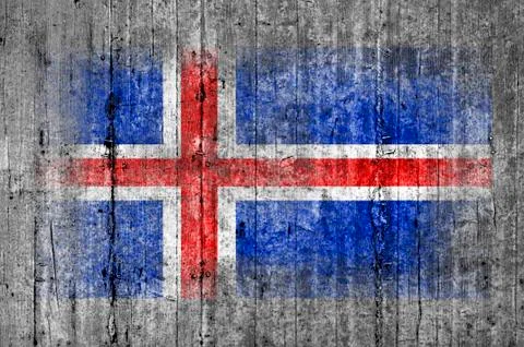 Iceland flag painted on background texture gray concrete Stock Photos
