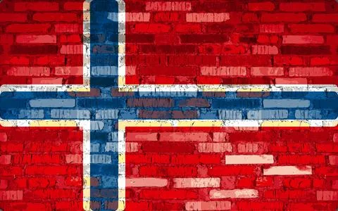 Iceland flag painted on brick wall background. Stock Illustration
