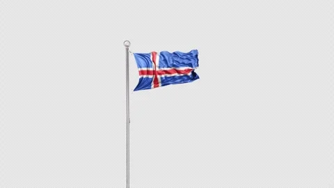 Iceland   Flag Pole  Animation Include Alpha 3D Rendering Video stock 283079290