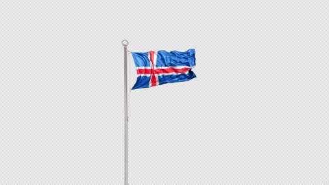 Iceland   Flag Pole  Animation Include Alpha 3D Rendering Stock-Footage 312075604