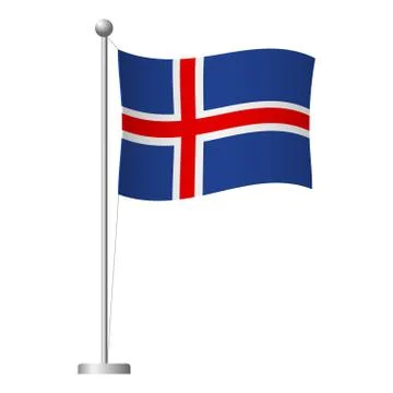 Iceland flag on pole icon Stock Illustration