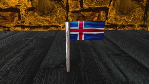 Iceland Flag Post - Dolly Shot Video stock 270975415