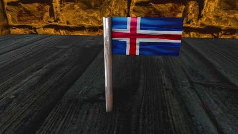Iceland Flag Post - Orbiting Shot Stock-Footage 270974528