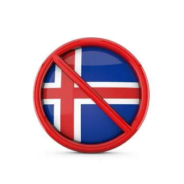 Iceland flag prohibited no entry symbol. 3D Rendering Illustrazione stock