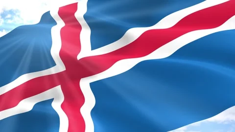 Iceland Flag Seamless Loop 4k 60fps on Sky Background Stock Footage 341561627