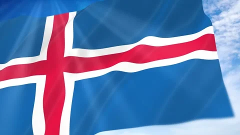 Iceland Flag Seamless Loop 4k 60fps on Sky Background Stock Footage 341673953