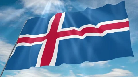 Iceland Flag Seamless Loop 4k 60fps on Sky Background Stock Footage 341757866