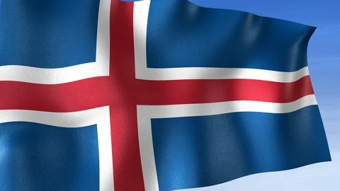 Iceland Flag - Set of 3 Angles with Masks [3WaveSeries] Stock Footage 104591903