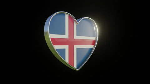Iceland Flag in the Shape of 3D Heart. Video stock 133063983