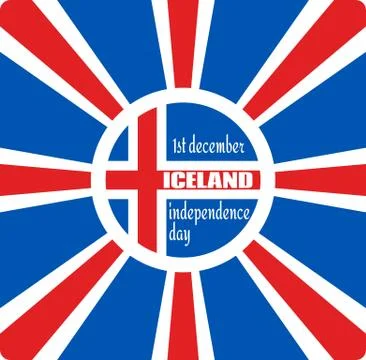 Iceland flag on sun rays backdrop Stock Illustration