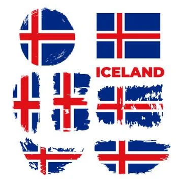 Iceland flag vector icon in brushstroke texture on white background Stock Illustration